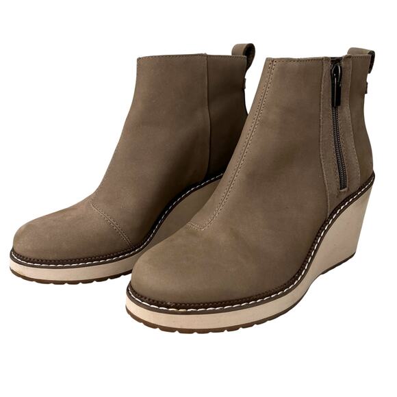 TOMS Womens Raven Water Resistant Wedge Booties Taupe 7 - Picture 14 of 14